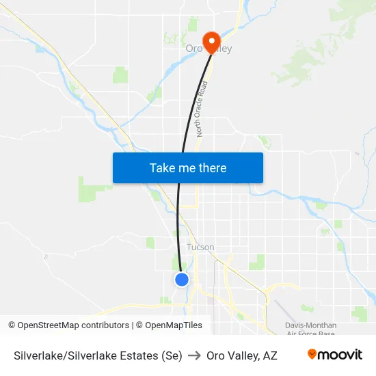 Silverlake/Silverlake Estates (Se) to Oro Valley, AZ map