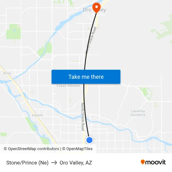Stone/Prince (Ne) to Oro Valley, AZ map