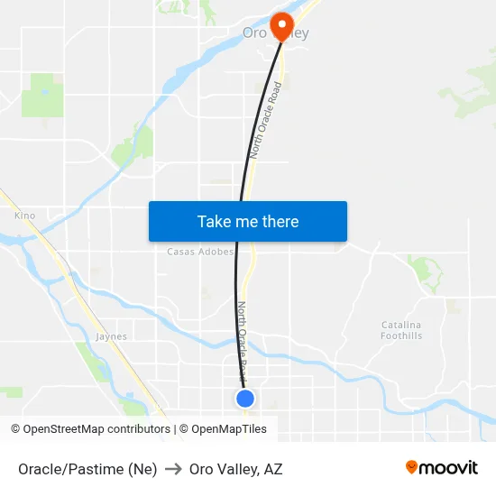 Oracle/Pastime (Ne) to Oro Valley, AZ map