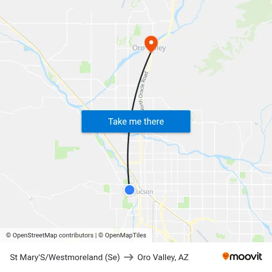 St Mary'S/Westmoreland (Se) to Oro Valley, AZ map