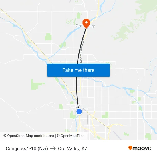 Congress/I-10 (Nw) to Oro Valley, AZ map