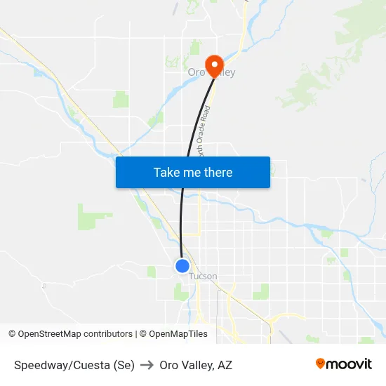 Speedway/Cuesta (Se) to Oro Valley, AZ map