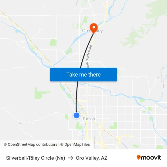 Silverbell/Riley Circle (Ne) to Oro Valley, AZ map