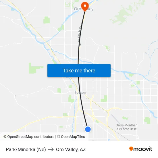 Park/Minorka (Ne) to Oro Valley, AZ map