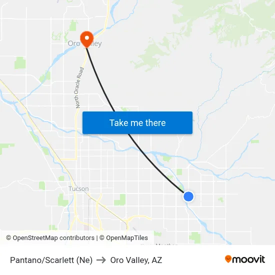 Pantano/Scarlett (Ne) to Oro Valley, AZ map