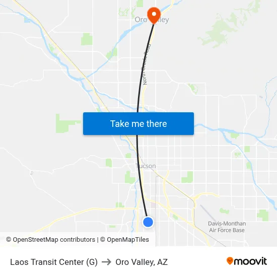 Laos Transit Center (G) to Oro Valley, AZ map