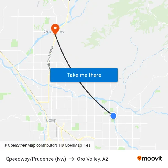 Speedway/Prudence (Nw) to Oro Valley, AZ map