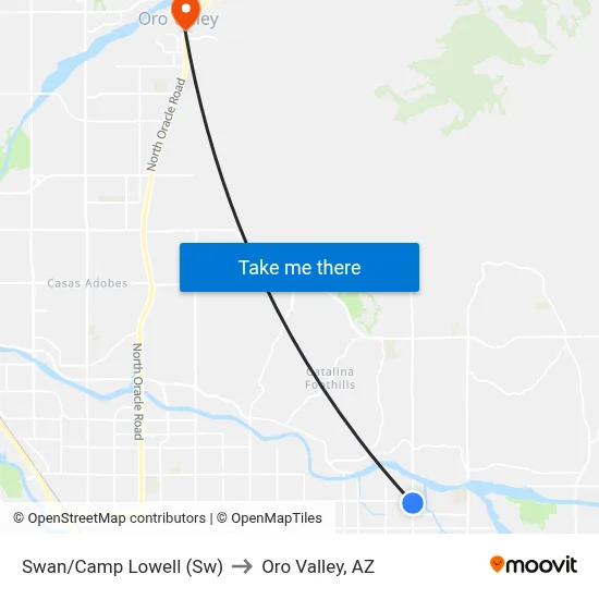 Swan/Camp Lowell (Sw) to Oro Valley, AZ map