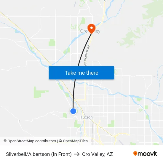 Silverbell/Albertson (In Front) to Oro Valley, AZ map