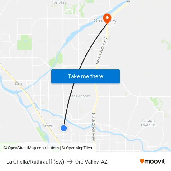 La Cholla/Ruthrauff (Sw) to Oro Valley, AZ map