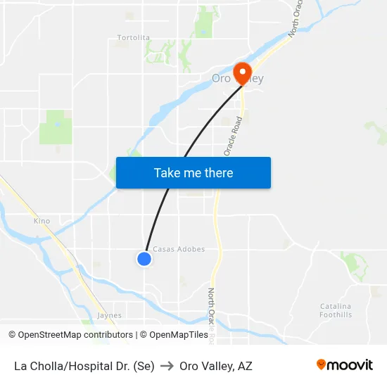 La Cholla/Hospital Dr. (Se) to Oro Valley, AZ map