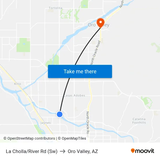 La Cholla/River Rd (Sw) to Oro Valley, AZ map