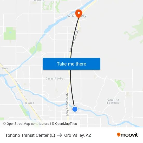 Tohono Transit Center (L) to Oro Valley, AZ map