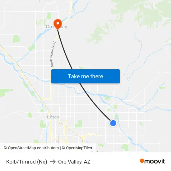 Kolb/Timrod (Ne) to Oro Valley, AZ map