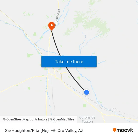 Ss/Houghton/Rita (Ne) to Oro Valley, AZ map