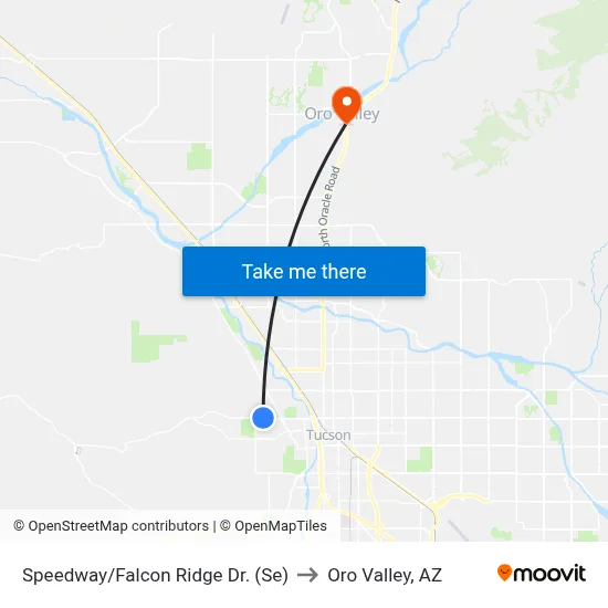 Speedway/Falcon Ridge Dr. (Se) to Oro Valley, AZ map