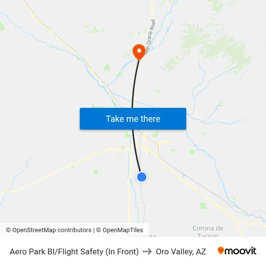 Aero Park Bl/Flight Safety (In Front) to Oro Valley, AZ map
