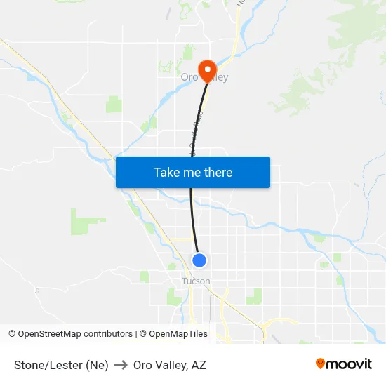 Stone/Lester (Ne) to Oro Valley, AZ map