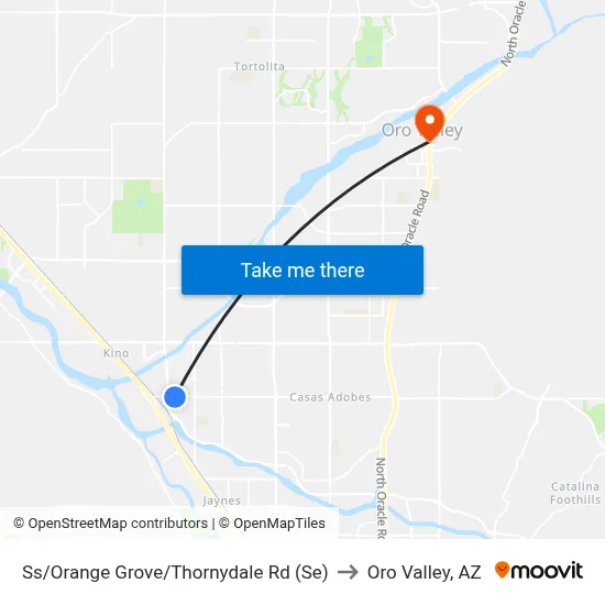 Ss/Orange Grove/Thornydale Rd (Se) to Oro Valley, AZ map