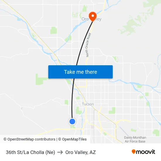 36th St/La Cholla (Ne) to Oro Valley, AZ map