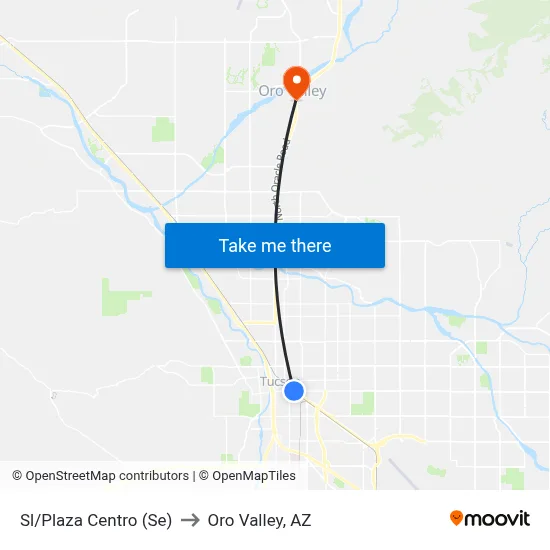 Sl/Plaza Centro (Se) to Oro Valley, AZ map