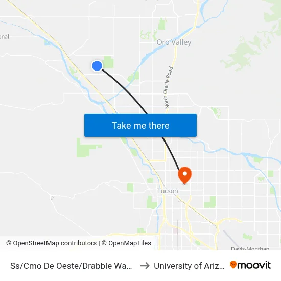 Ss/Cmo De Oeste/Drabble Way (Ne) to University of Arizona map
