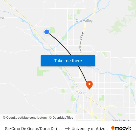 Ss/Cmo De Oeste/Doria Dr (Ne) to University of Arizona map