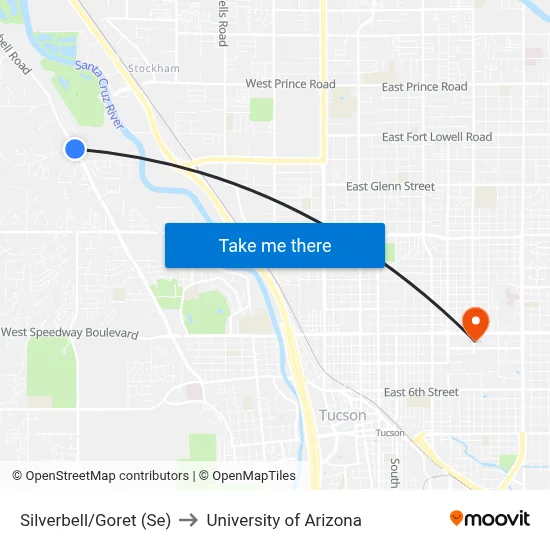 Silverbell/Goret (Se) to University of Arizona map