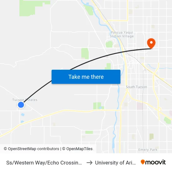 Ss/Western Way/Echo Crossing (Nw) to University of Arizona map