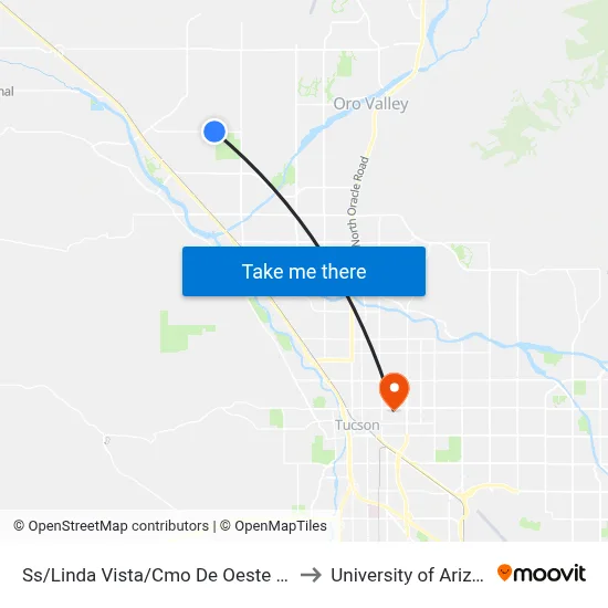 Ss/Linda Vista/Cmo De Oeste (Nw) to University of Arizona map