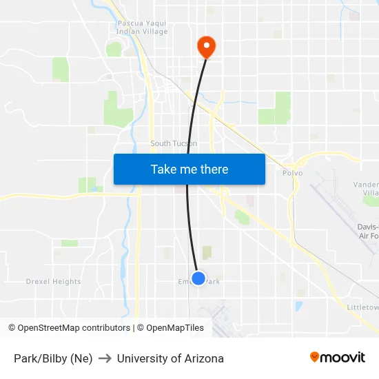 Park/Bilby (Ne) to University of Arizona map