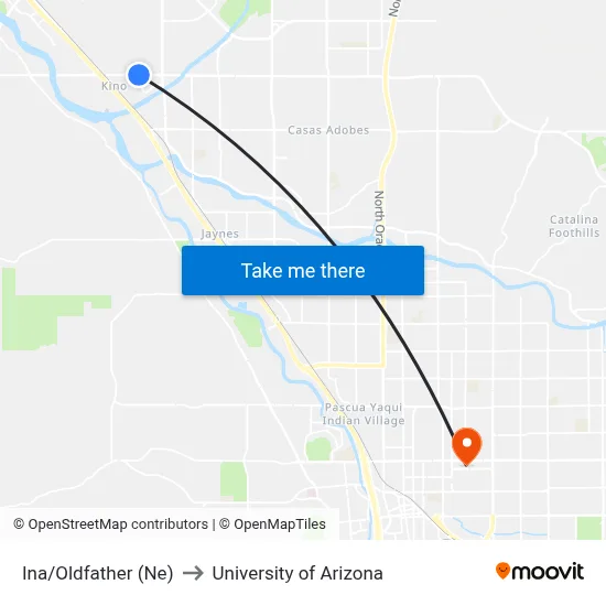 Ina/Oldfather (Ne) to University of Arizona map