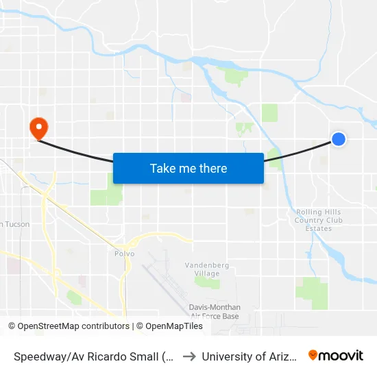 Speedway/Av Ricardo Small (Nw) to University of Arizona map