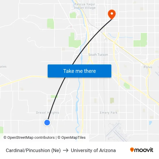 Cardinal/Pincushion (Ne) to University of Arizona map