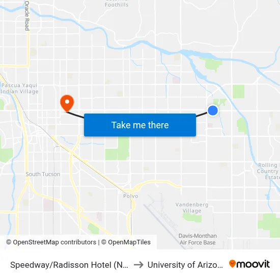 Speedway/Radisson Hotel (Nw) to University of Arizona map