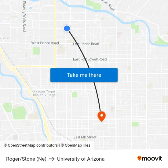 Roger/Stone (Ne) to University of Arizona map