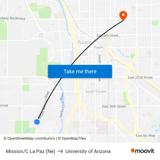 Mission/C La Paz (Ne) to University of Arizona map