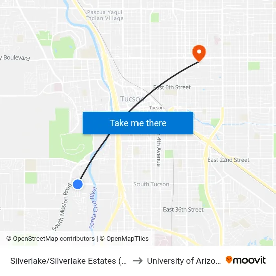 Silverlake/Silverlake Estates (Se) to University of Arizona map