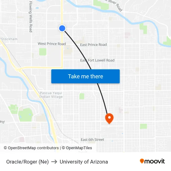 Oracle/Roger (Ne) to University of Arizona map