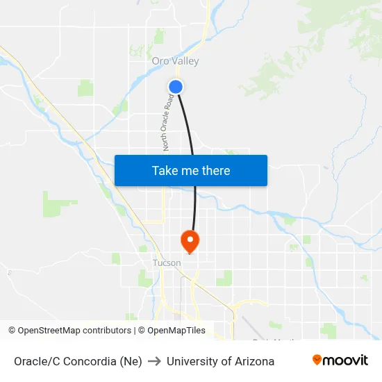 Oracle/C Concordia (Ne) to University of Arizona map