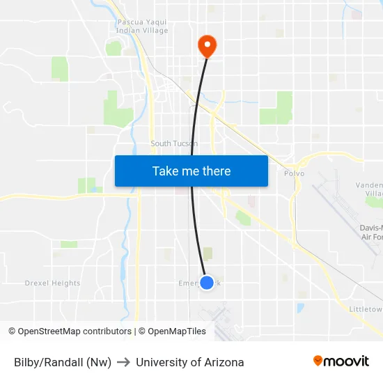Bilby/Randall (Nw) to University of Arizona map