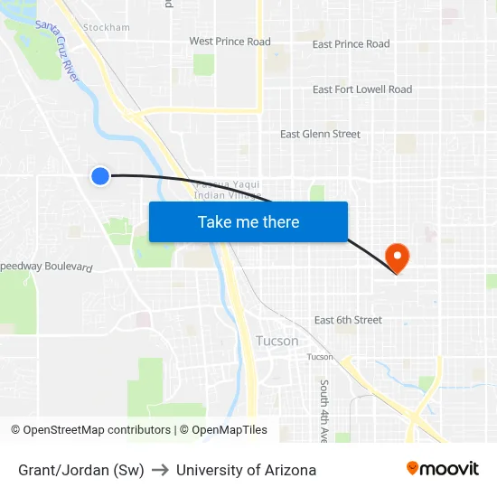 Grant/Jordan (Sw) to University of Arizona map