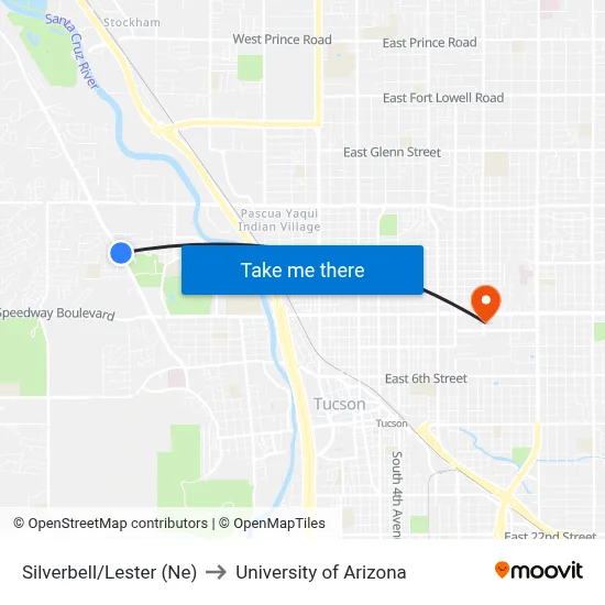 Silverbell/Lester (Ne) to University of Arizona map