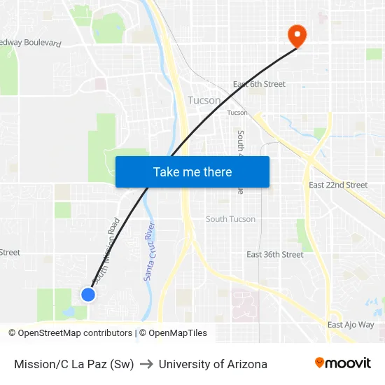 Mission/C La Paz (Sw) to University of Arizona map