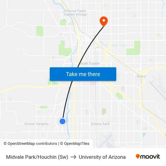 Midvale Park/Houchin (Sw) to University of Arizona map