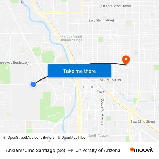 Anklam/Cmo Santiago (Se) to University of Arizona map