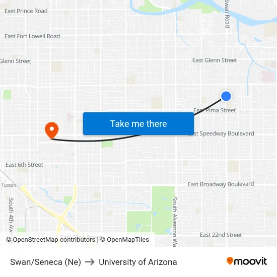 Swan/Seneca (Ne) to University of Arizona map