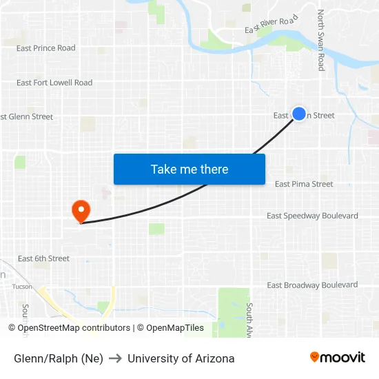 Glenn/Ralph (Ne) to University of Arizona map