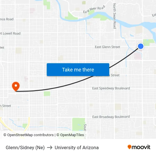 Glenn/Sidney (Ne) to University of Arizona map