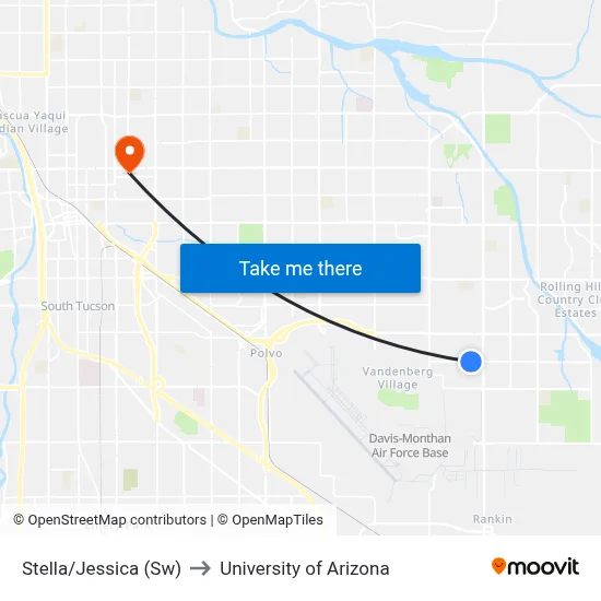 Stella/Jessica (Sw) to University of Arizona map
